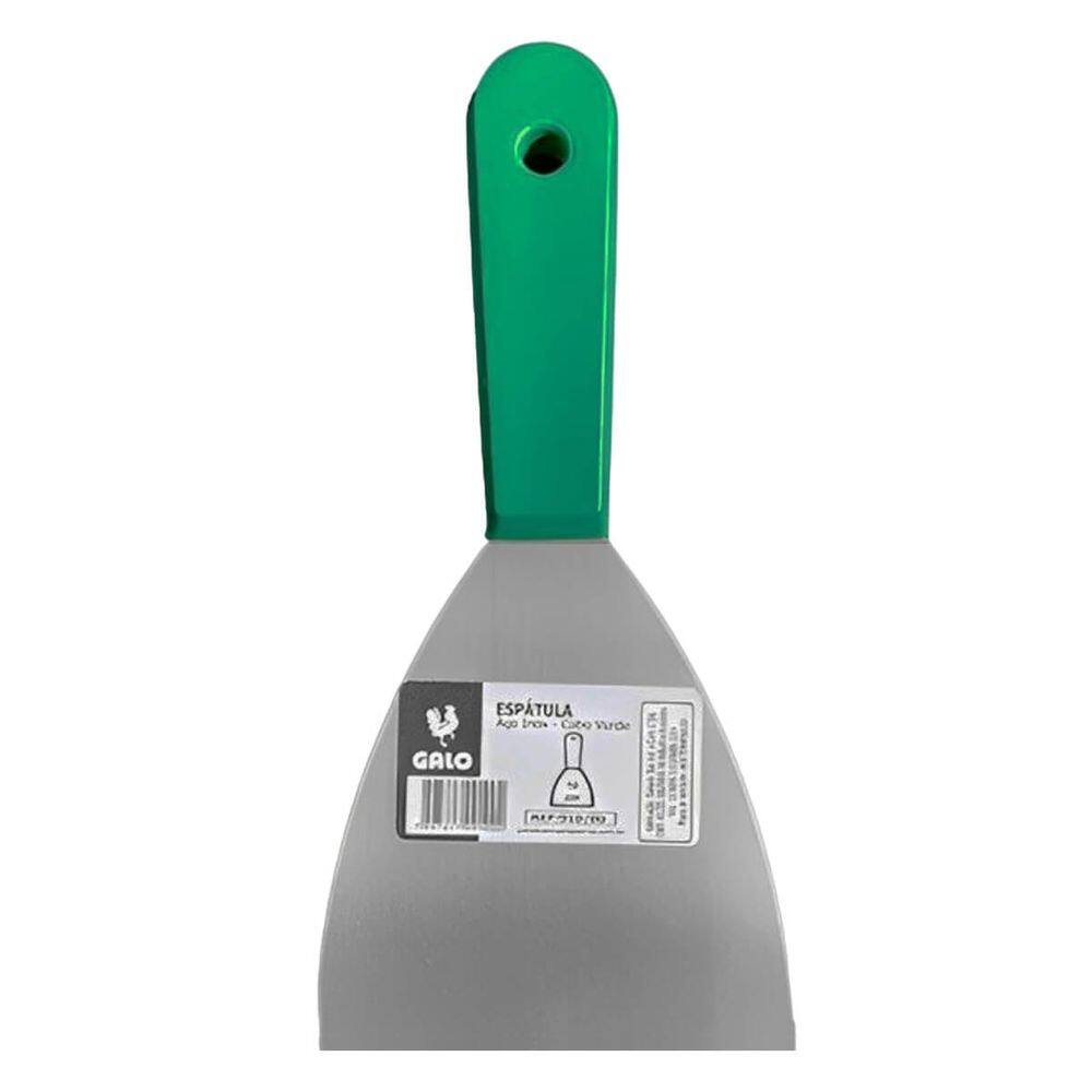 Betumadeira Aço Inox Lisa 10cm com Cabo Verde Galo