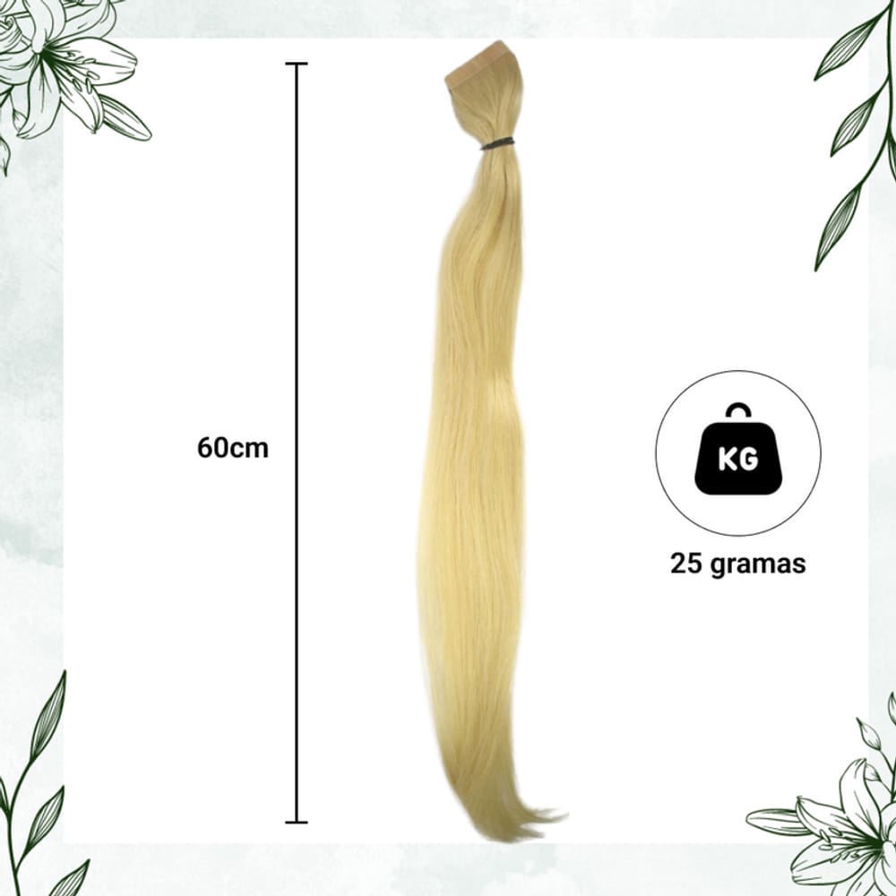 Mega Hair Fita Cabelo Humano 60cm Loiro Claro 10 mechas