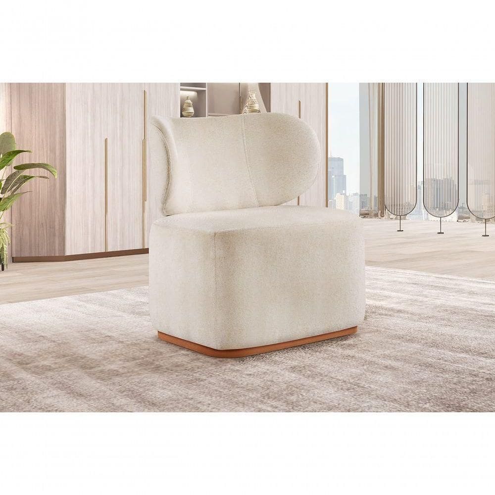 Poltrona Para Sala De Estar Moderna Sun linho Nude 100