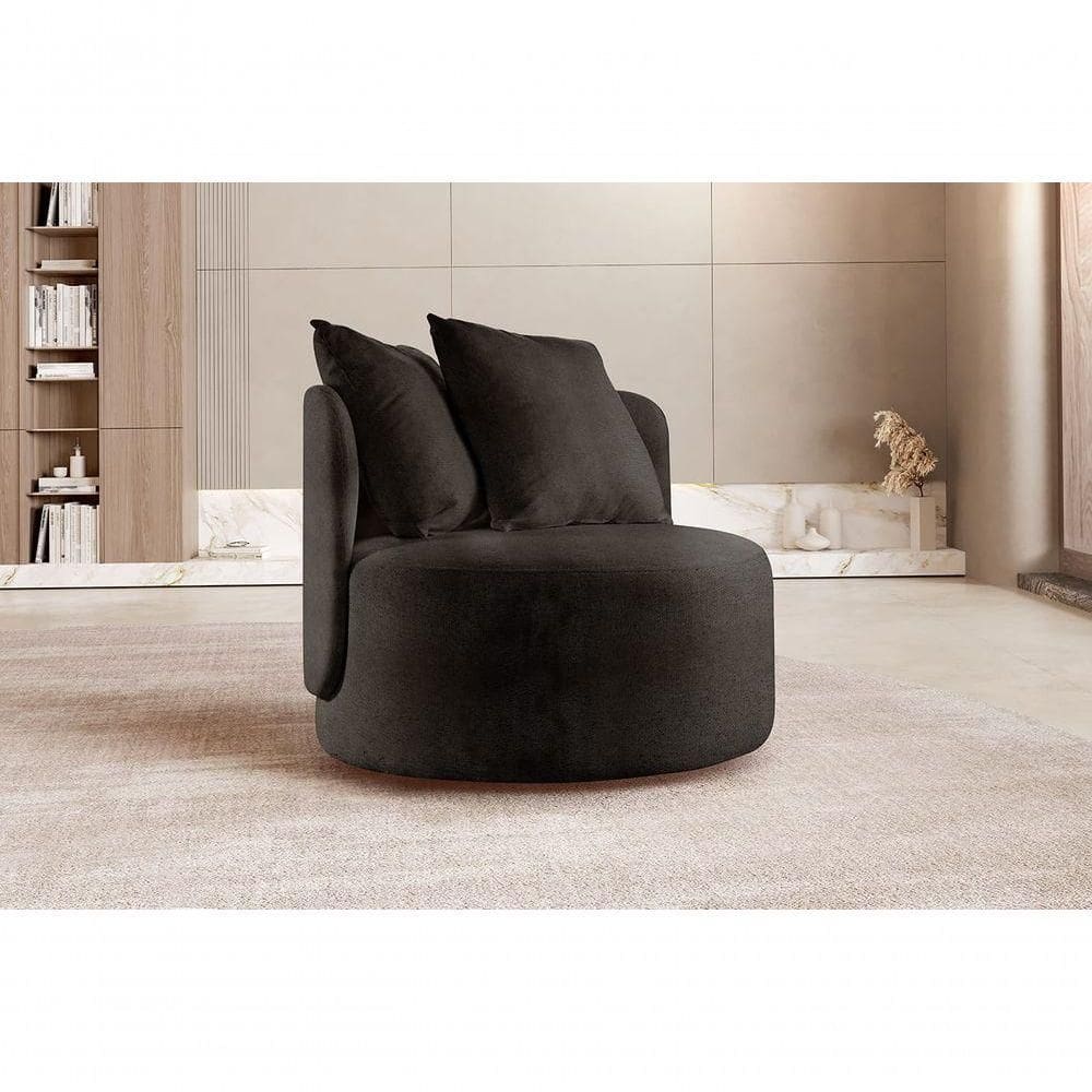 Poltrona Redonda Orgânica Moon linho Preto 102