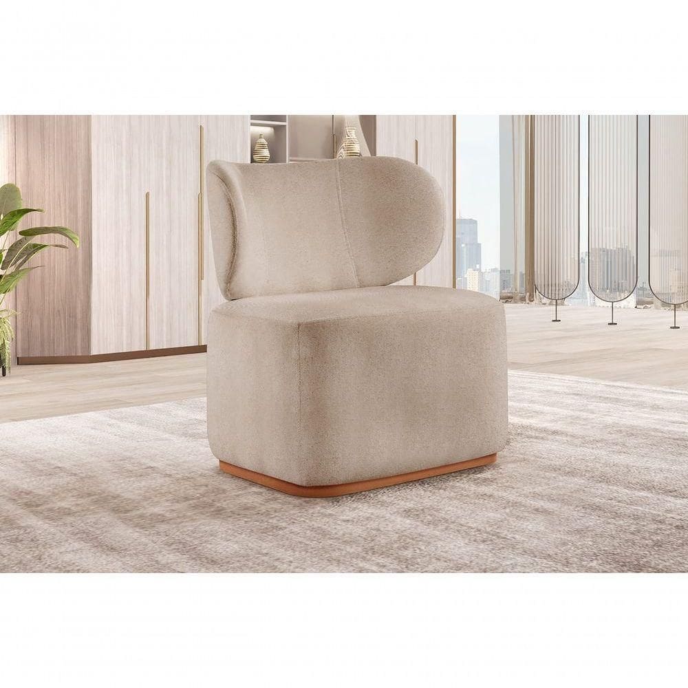 Poltrona Para Sala De Estar Moderna Sun linho Bege 103