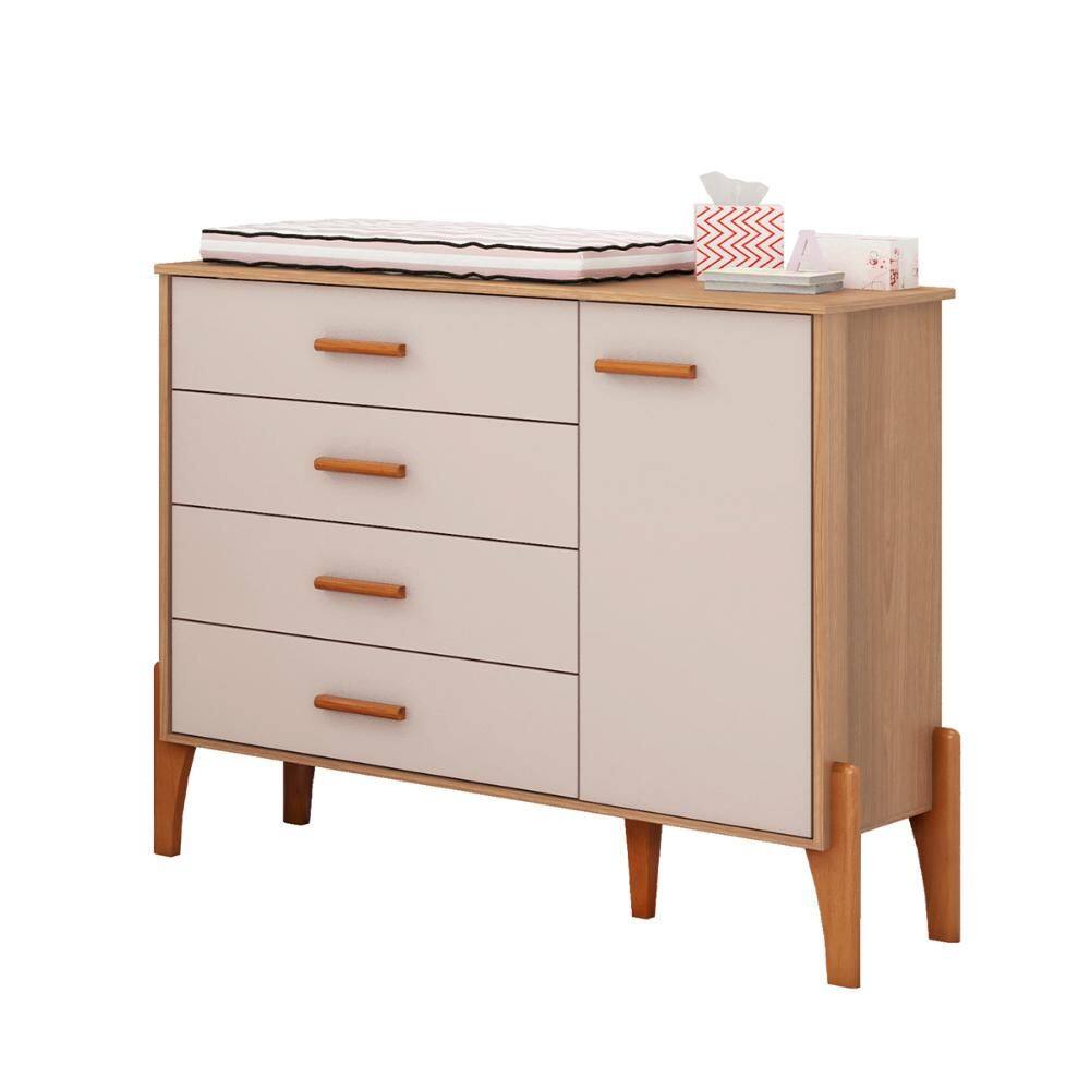 Comoda Quarto Infantil Iris com 4 Gavetas e 1 Porta