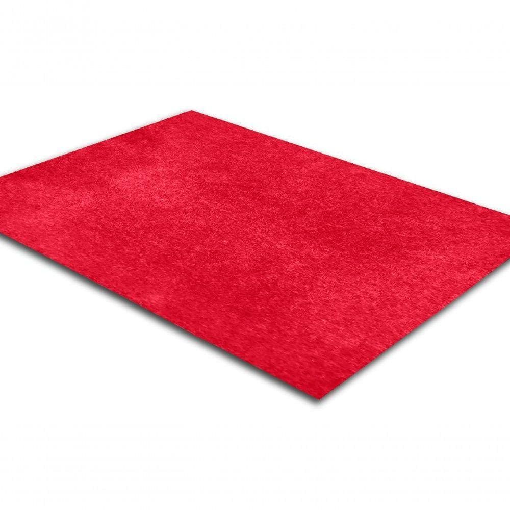 Tapete Carpete Simples Aveludado 2,00x3,00 Borda Sem Costura Vermelho Cereja