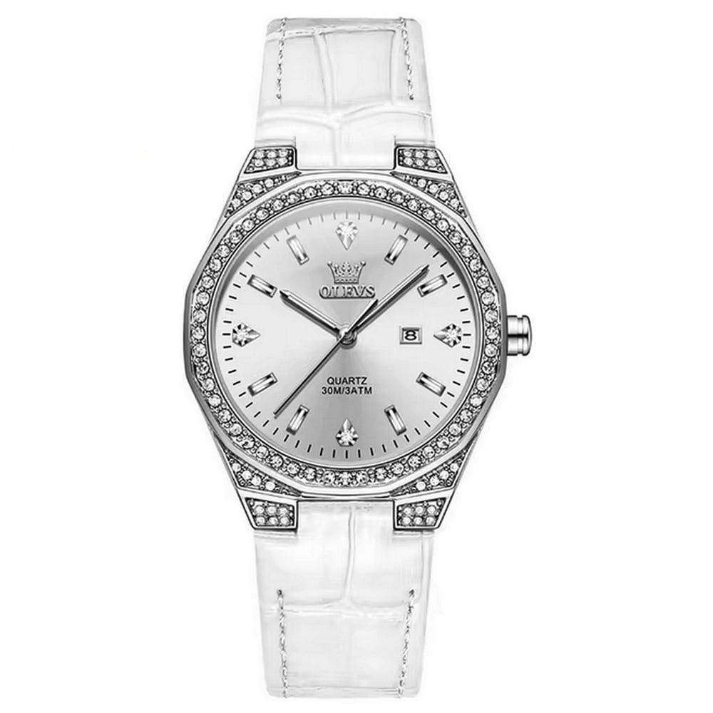 Relógio Quartzo Feminino com Strass Design Clássico Display luminoso Impermeavel