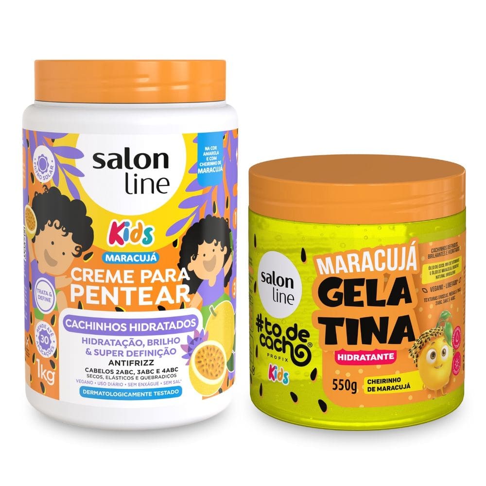 Creme Pentear 1Kg + Gelatina 550g Kids Maracujá Salon Line