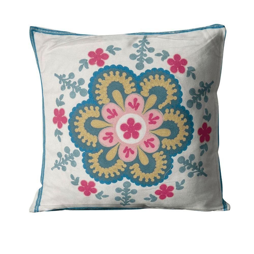 Capa P/ Almofada Bordada 43x43cm - Cap0064 - Azul/verde