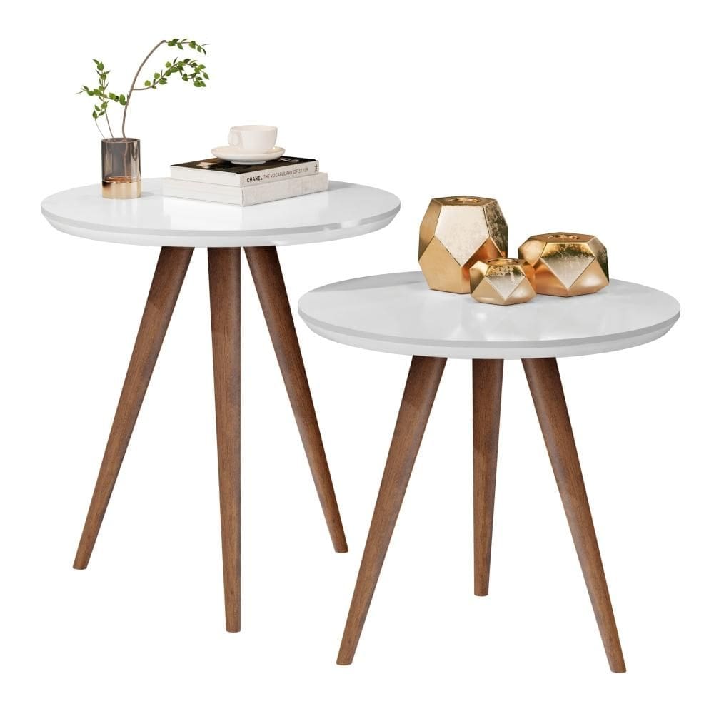 Mesinhas laterais Sofá Sala Canto Branco