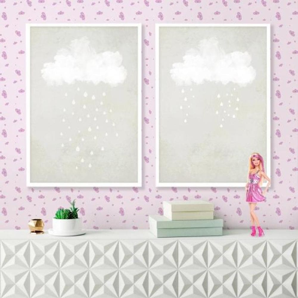 Papel de Parede Infantil Nuvem Menina lilás