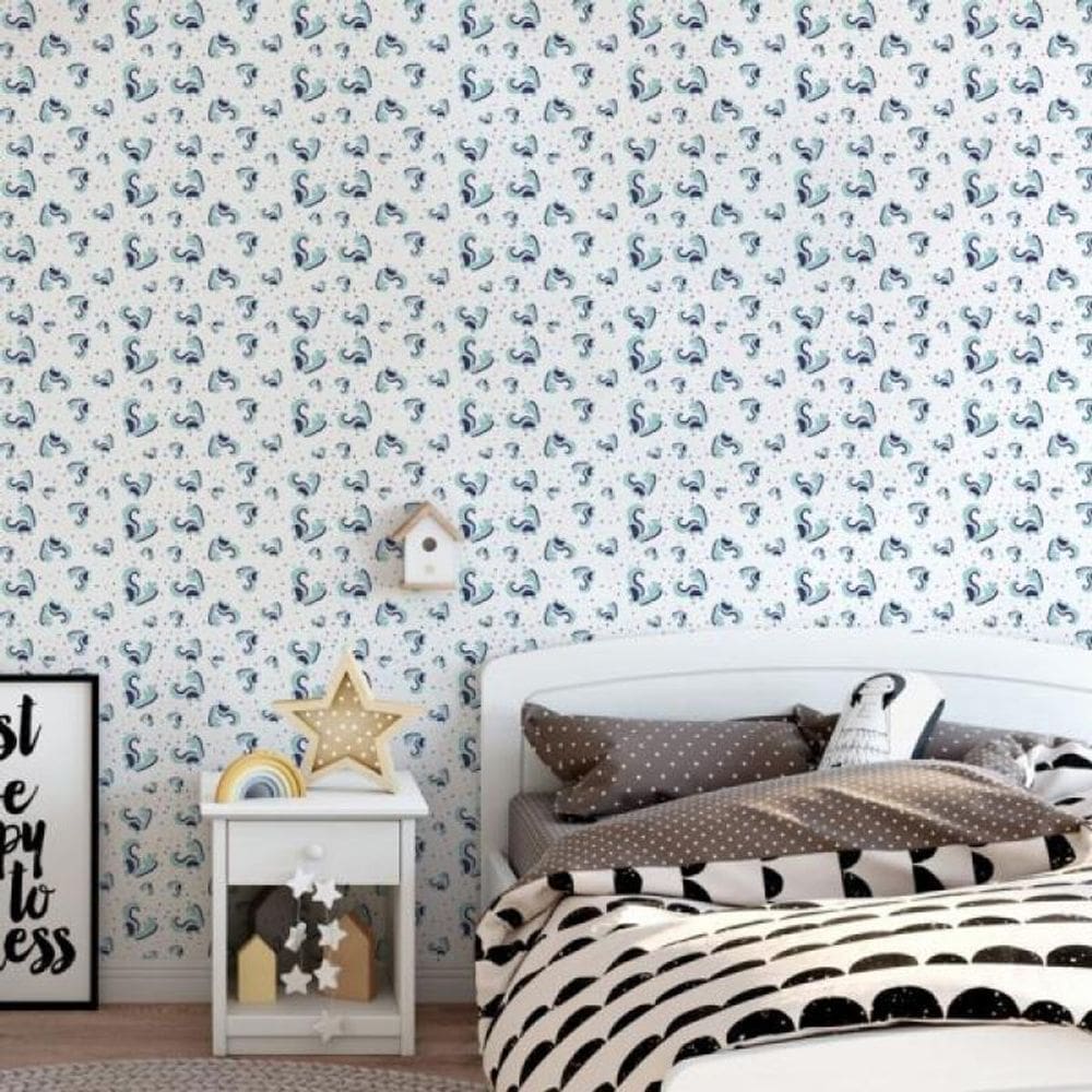 Papel de Parede Infantil Dinossauros Azul