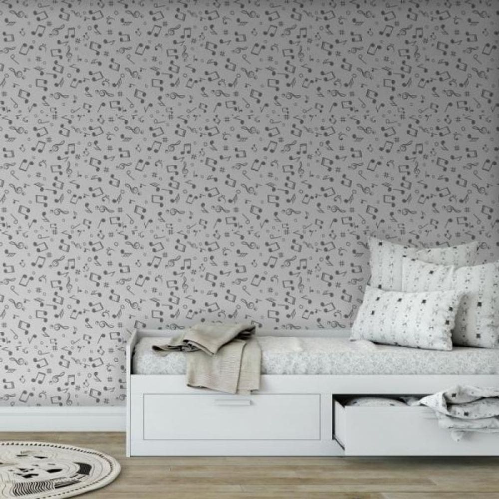 Papel de Parede Notas Musicais Cinza