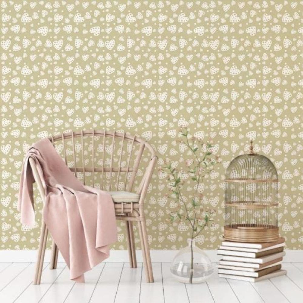 Papel de Parede Infantil Corações Pastel