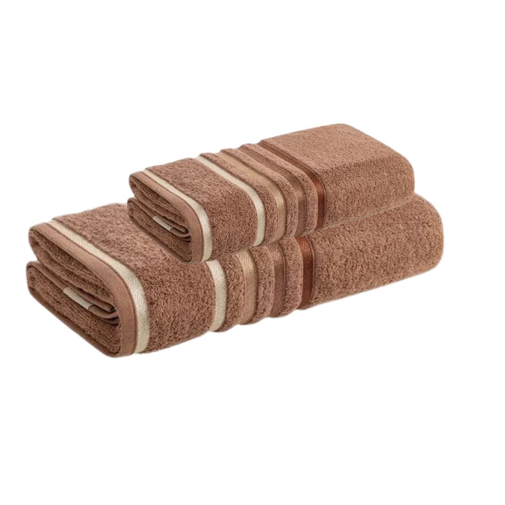 Jogo de Toalha Banho e Rosto Lumina Unika Karsten Marrom Sienna Fio Penteado