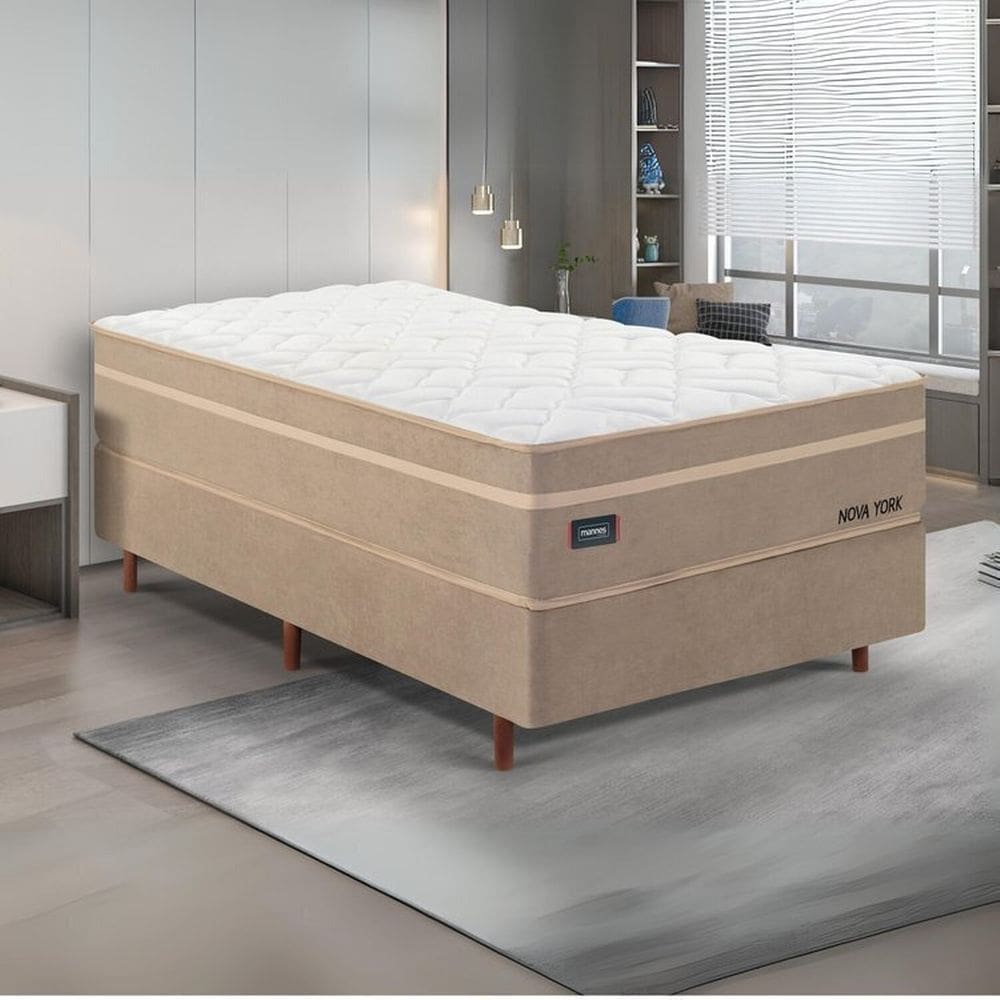 Cama Box Víúvoa Molas Ensacadas Tecnologia Gel Sense,health Protection e Air Flow New York Bege