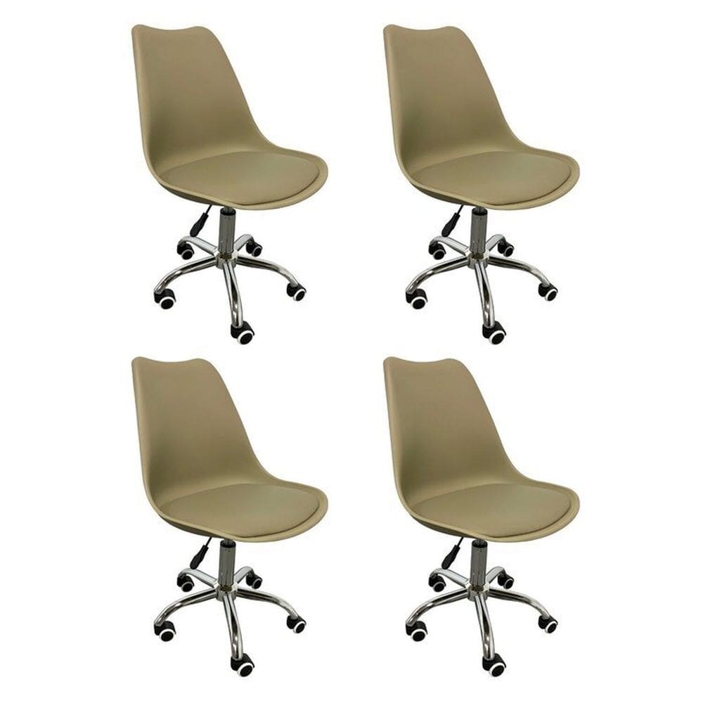 Kit 4 Cadeiras para Escritório Secretária Decorativa Eames Chicago Cinza