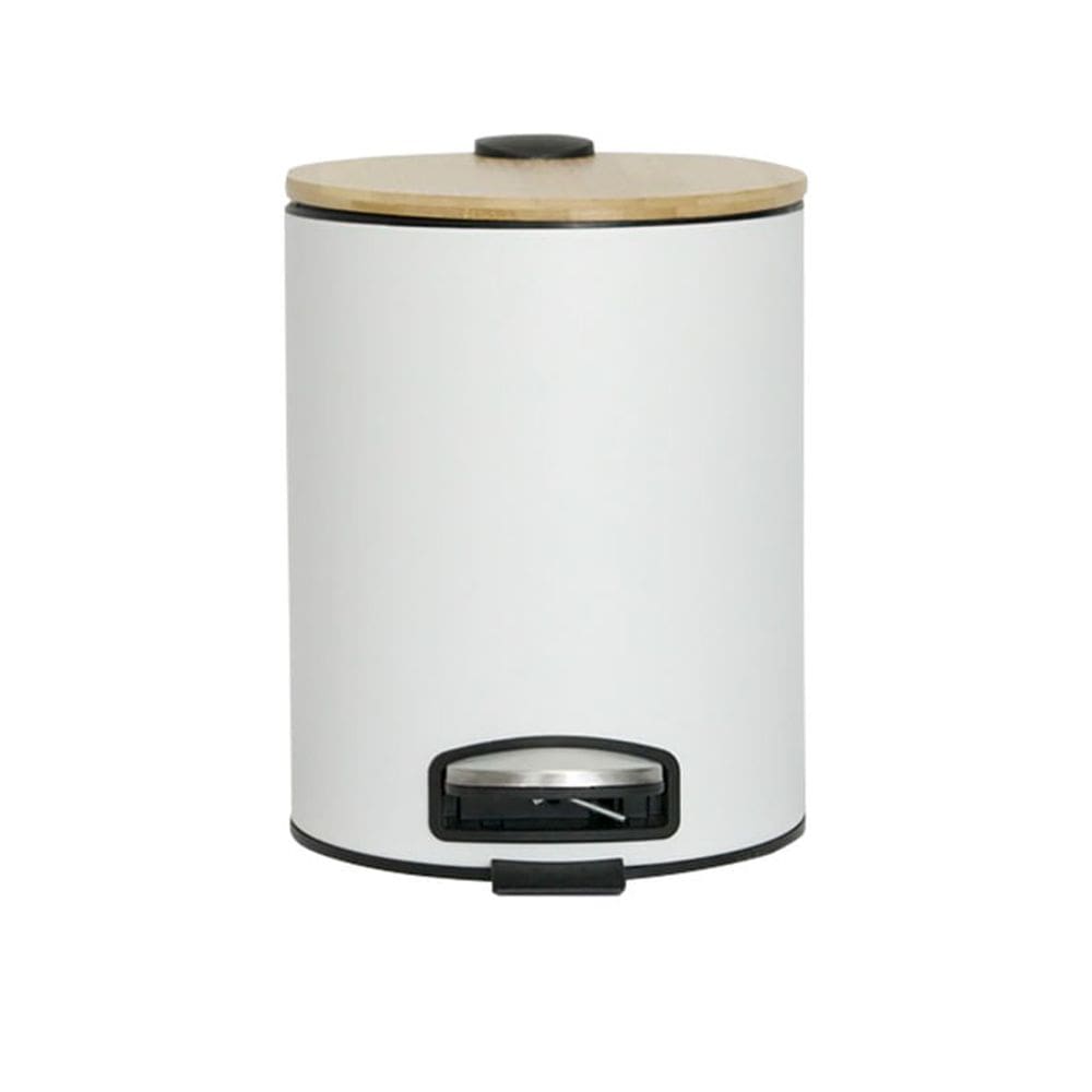 Lixeira Pedal Bambu Branco Mimo  ALX23280