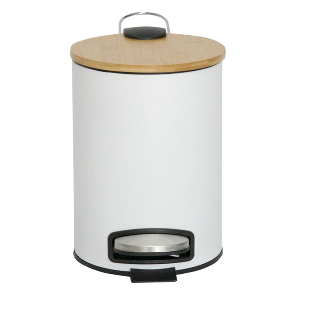 Lixeira Pedal Bambu Branco Mimo  ALX23282