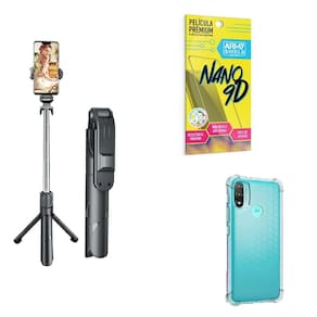 Kit Tripé De Selfie + Capinha Motorola E20 + Película 9D