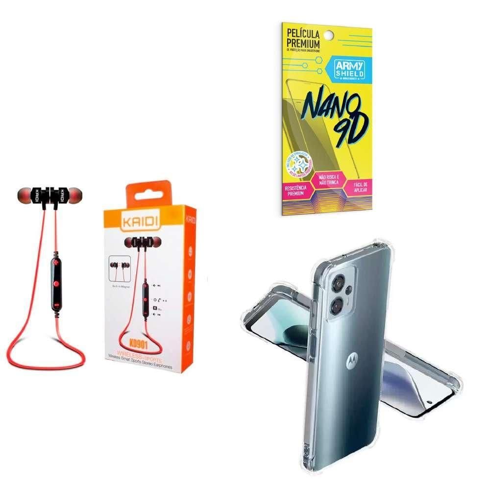 Kt Capinha Moto G13 + Fone De Ouvido Bluetooth + Película 9D