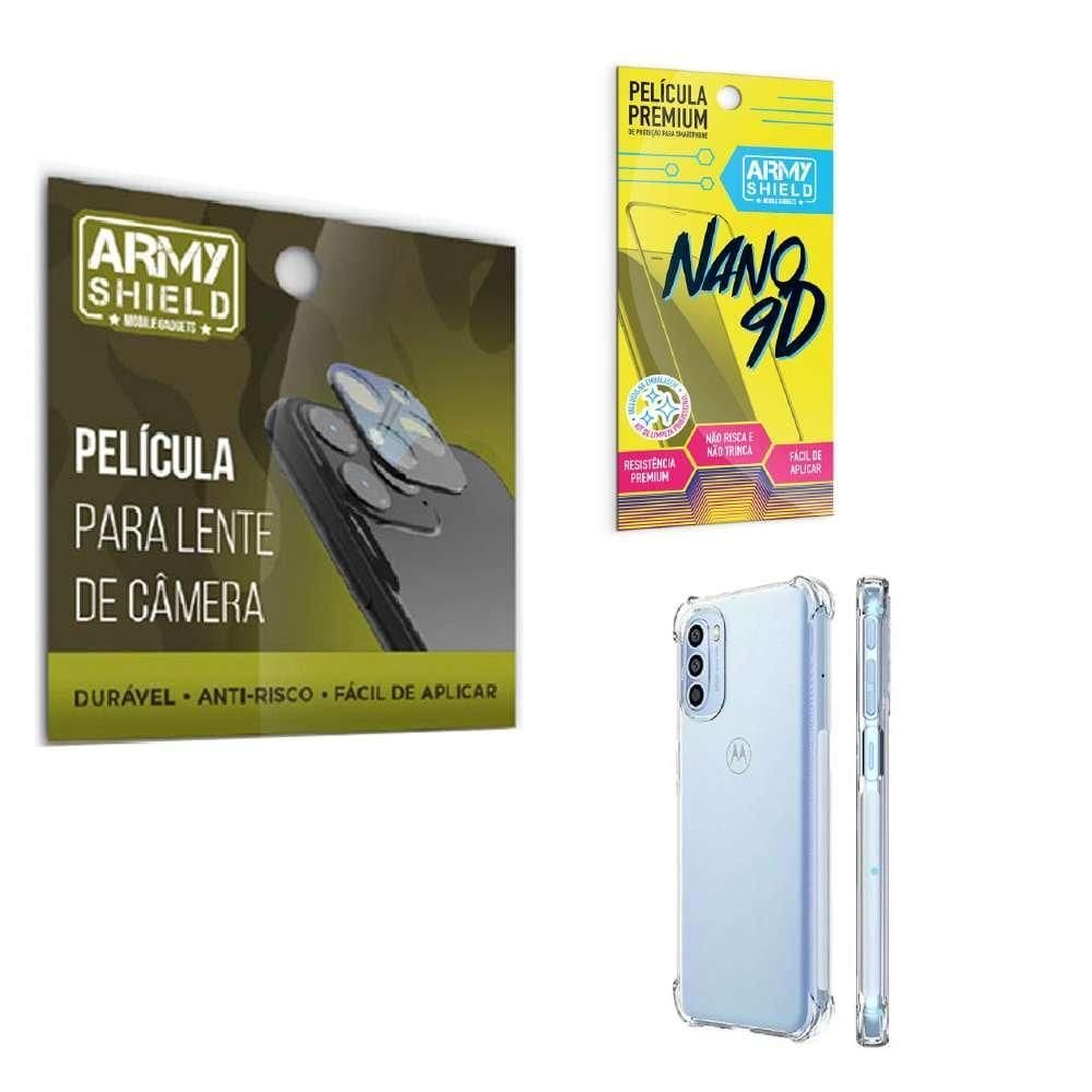 Kit Película De Câmera E Tela Moto G41 + Capinha Anti Shock