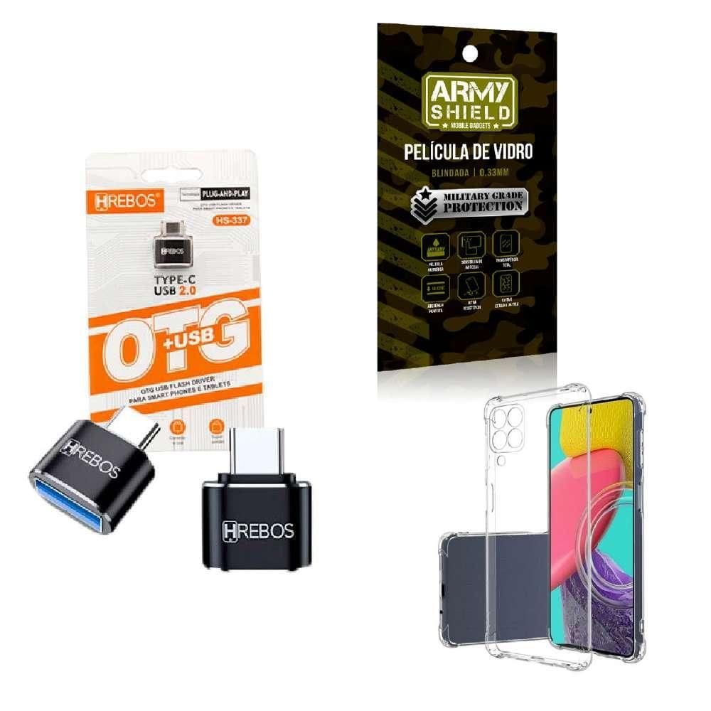 Kit Usb Para Tipo C + Capinha Samsung M53 + Película 3D