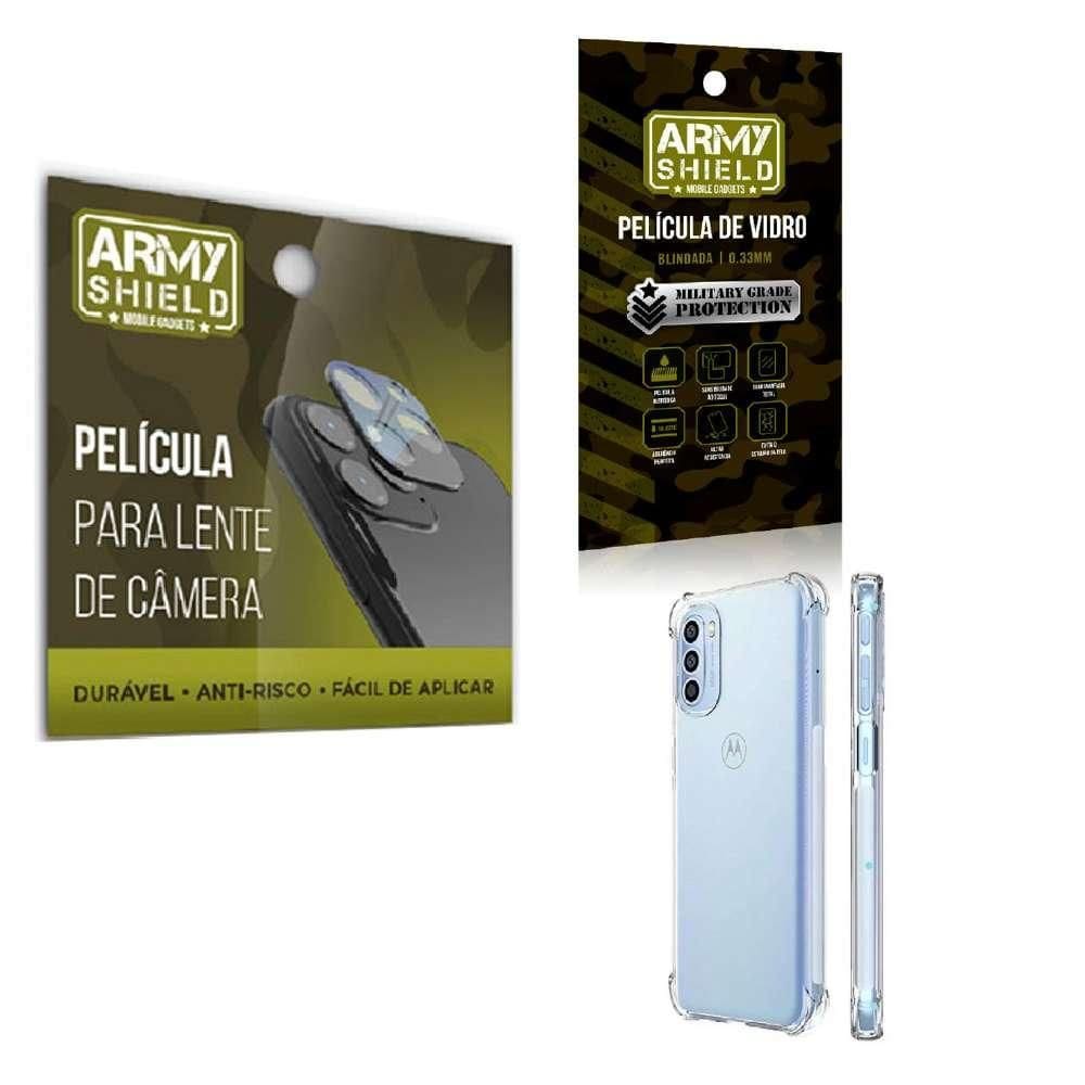 Kit Película De Câmera E Tela Moto G41 + Capinha Anti Shock