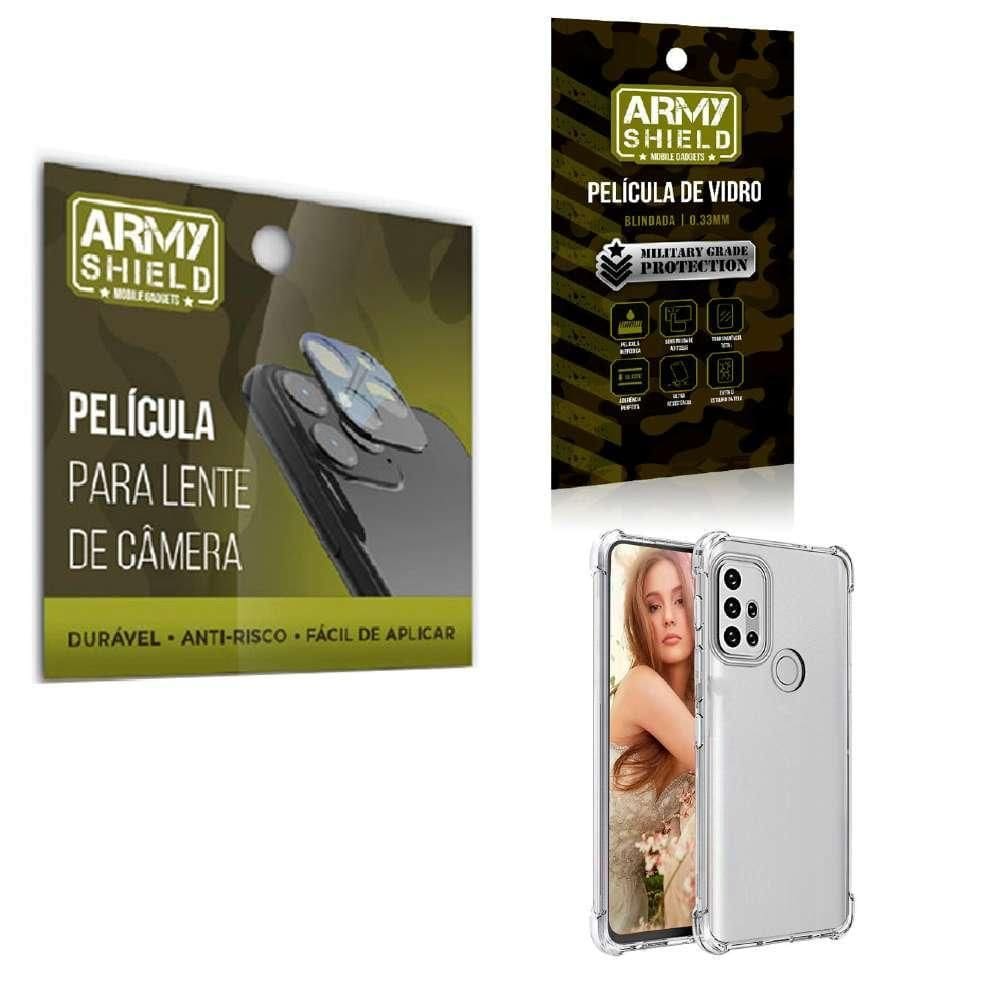 Kit Película De Câmera E Tela Moto G10 E Capinha Anti Shock