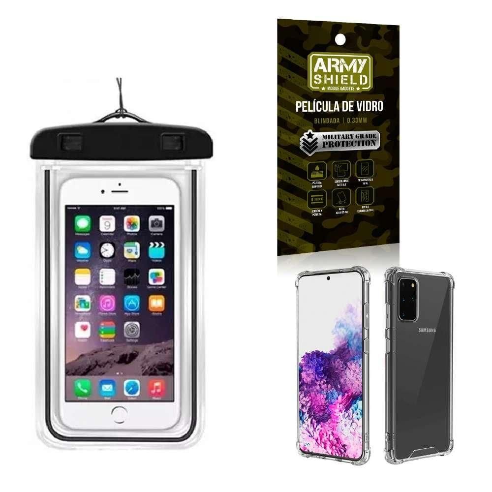 Capa A Prova D`Água S20 Plus + Capa Anti Shock + Película 3D