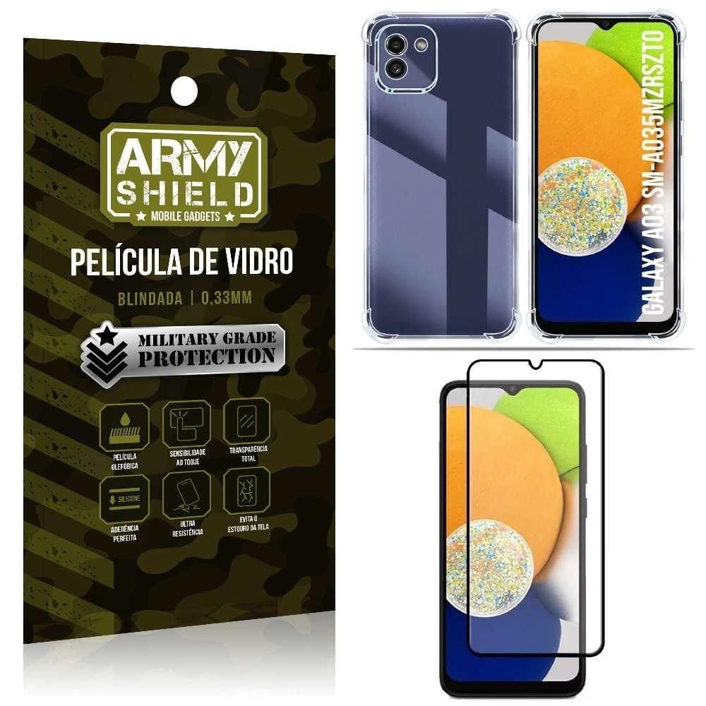 Capa Capinha Samsung A03 Anti Shock + Película De Vidro 3D