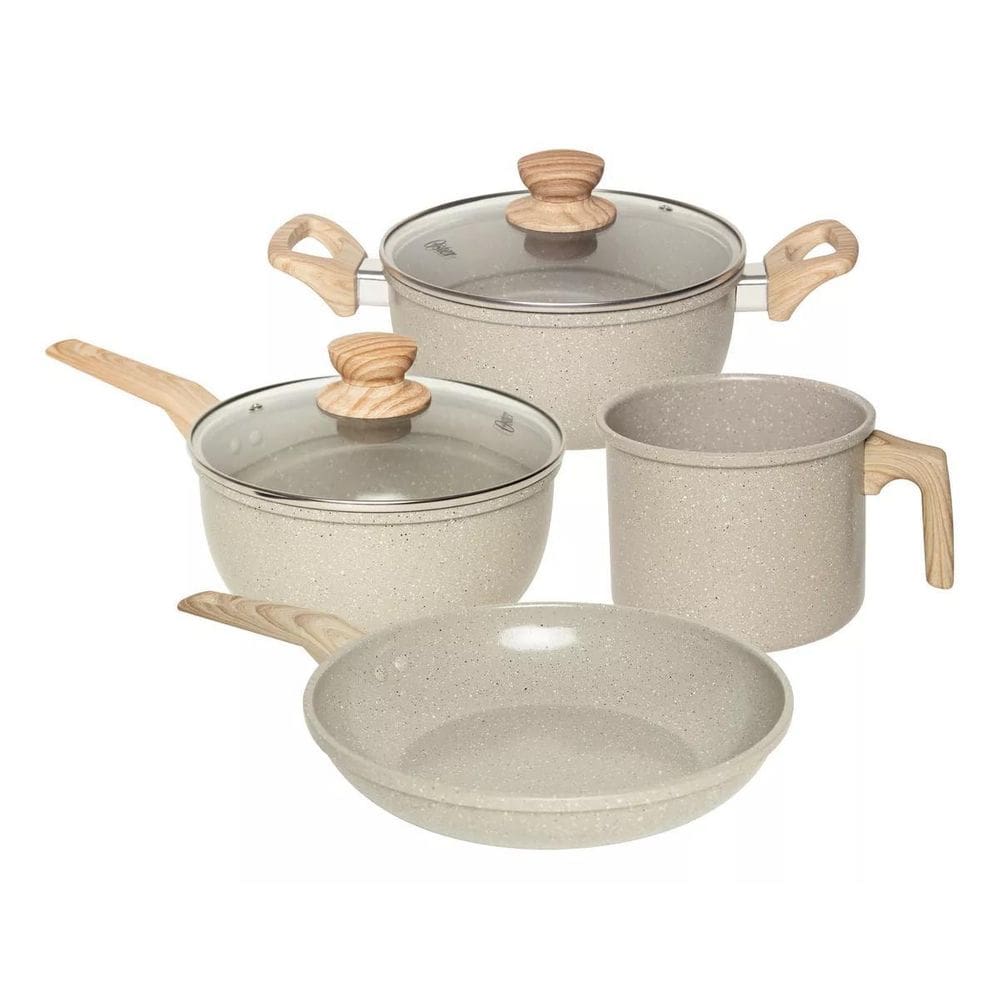 Conjunto De Panelas Marble 4 Peças Oster - Cinza Claro