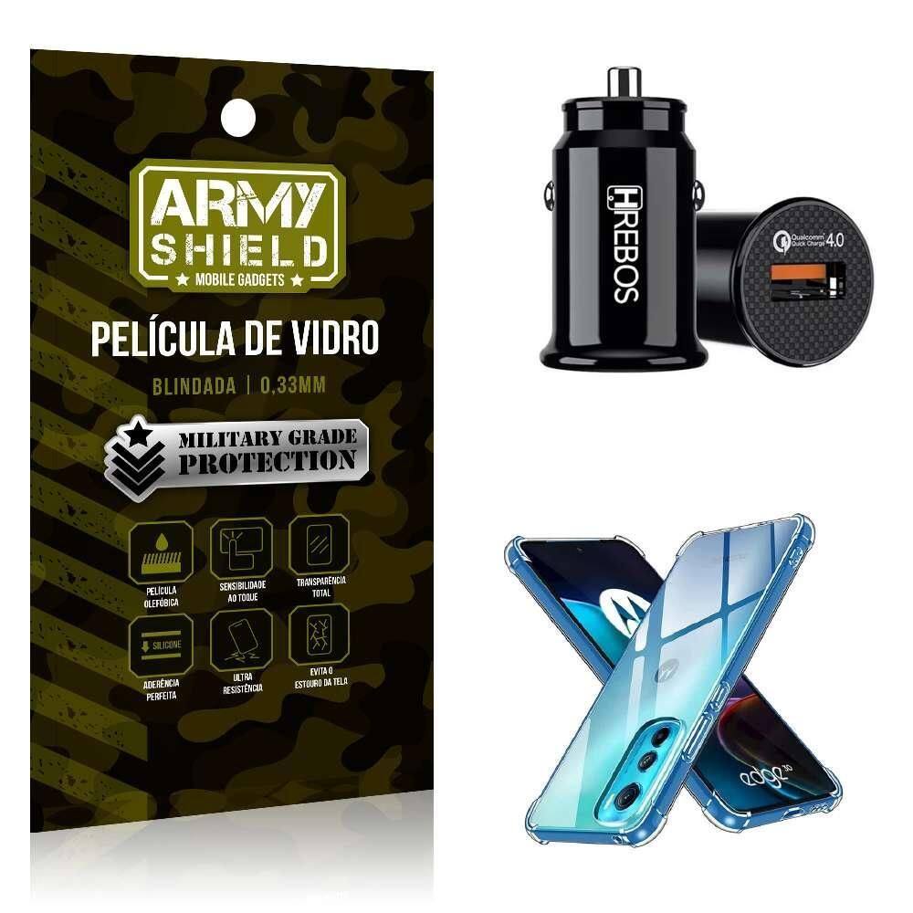 Carregador Veicular Com Capinha Moto Edge 30 E Película 3D