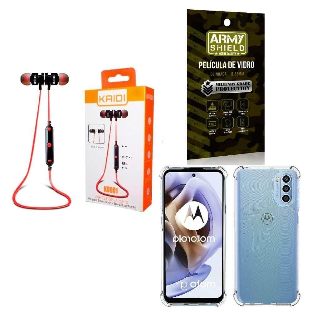 Kit Capa Motorola G31 + Fone Esportivo E Película De Vidro