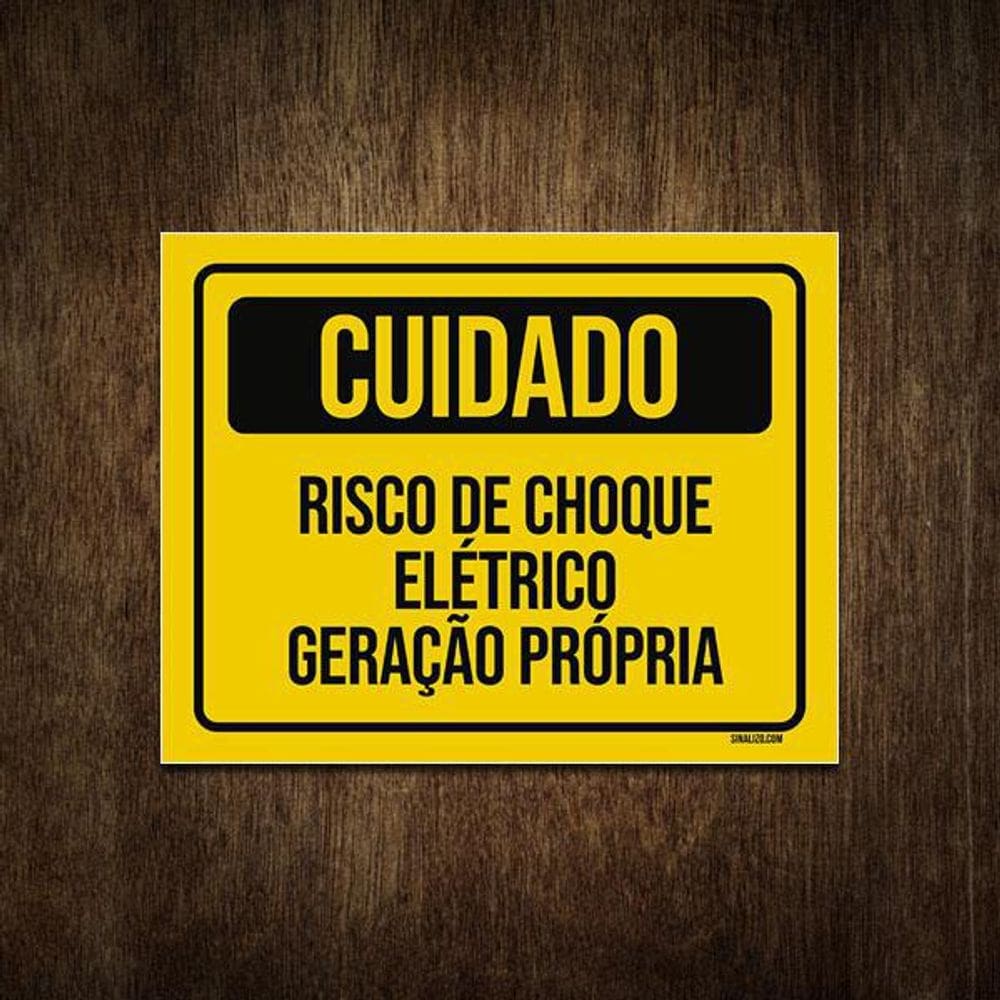 Placa Cuidado Risco De Choque Elétrico Geração Própria 18X23