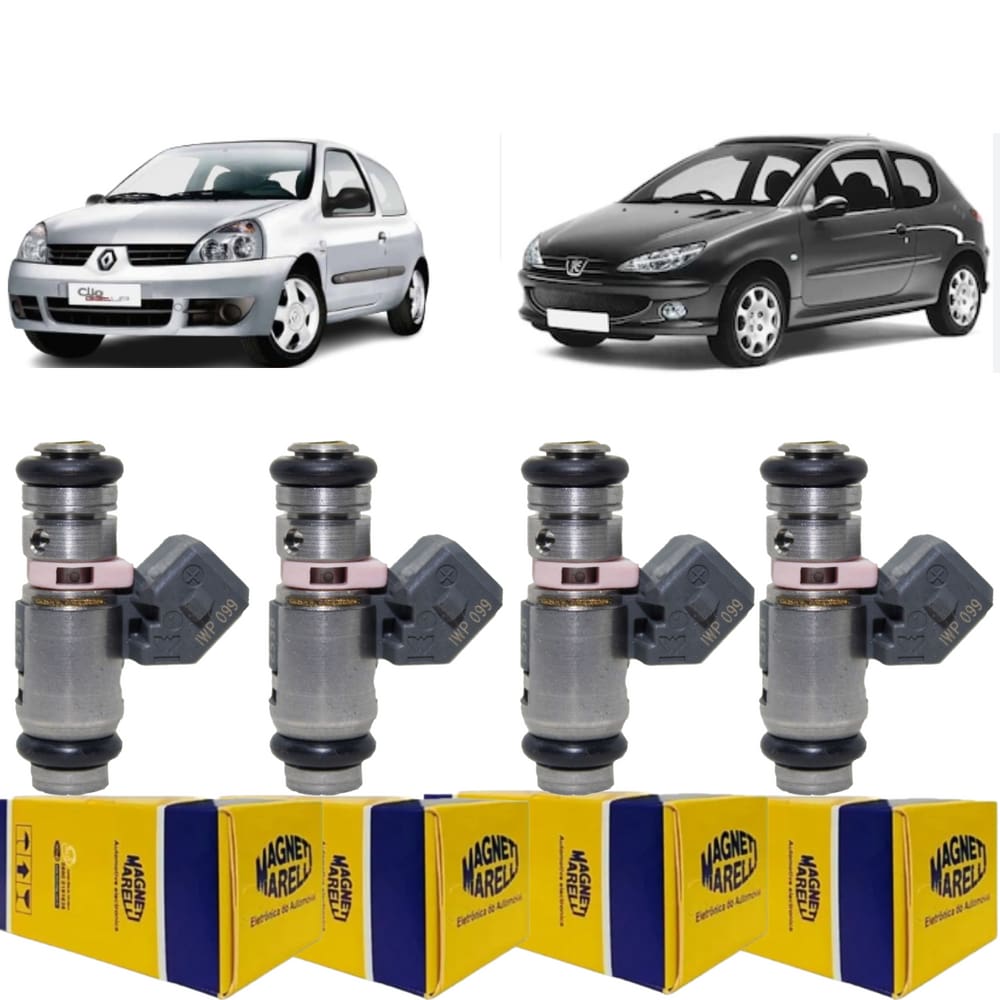 4 Bico Injetores Clio Peugeot 206 1.0 Iwp099 Magneti Marelli