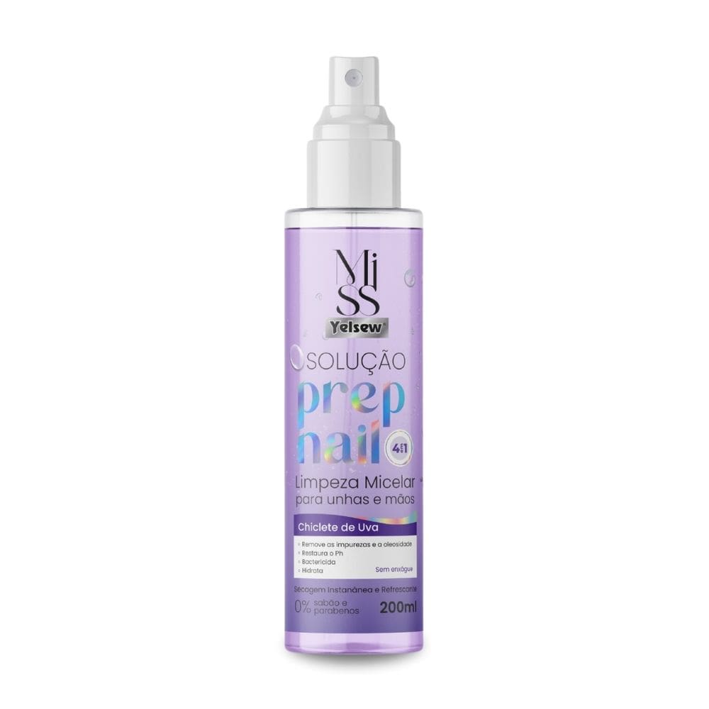 Prep Nail Spray Higienizante Chiclete Uva Unhas 200ml Yelsew