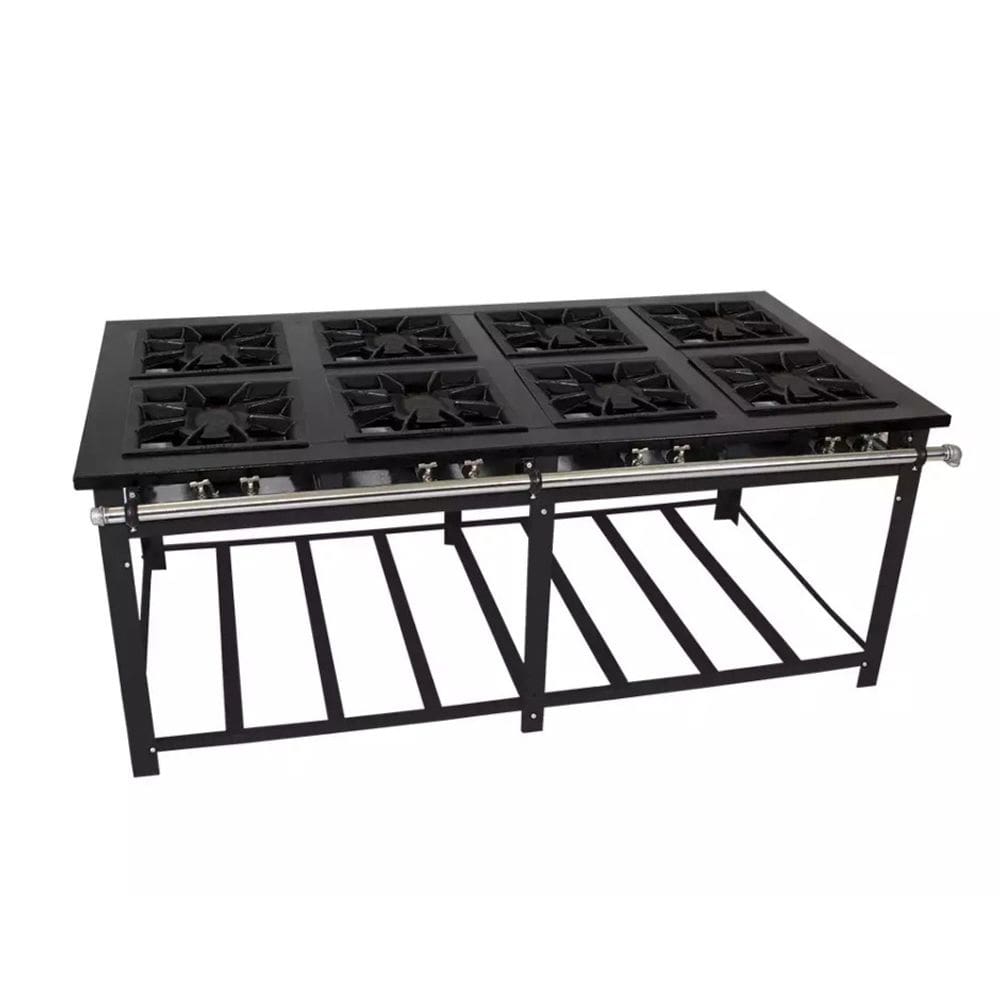 Fogão Industrial Lateral 8 Bocas Duplas Baixa Pressão 40x40 Venâncio M8