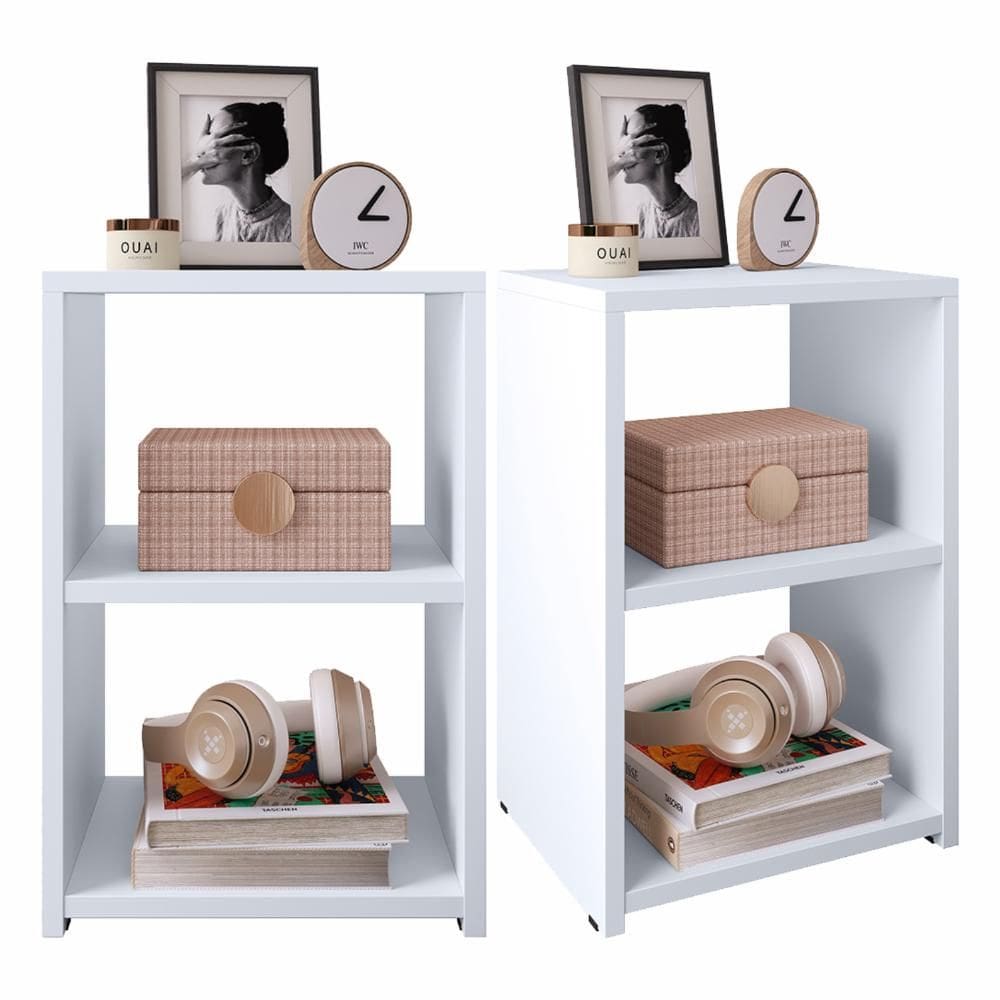 Kit 2 Mesa Cabeceira Prateleira Mesinha Estreita Nicho Aberto Tomada Retrô Bella Quarto Casal – RPM
