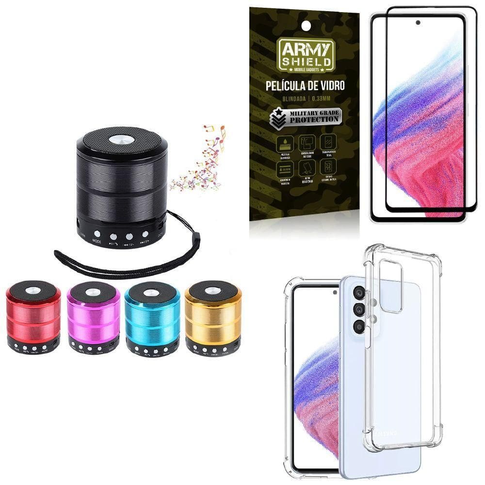 Capinha Samsung A53 + Mini Som Bluetooth + Película 3D Army