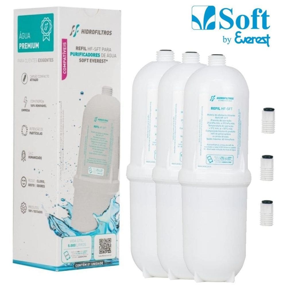 Kit 3 Refis Filtro Para Purificador Soft Everest Premium