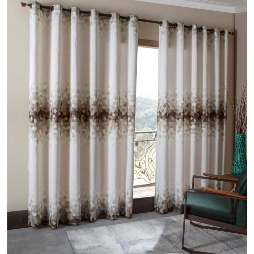 Cortina Para Sala Estampada Bege 3,00x2,40cm Berlin Sultan