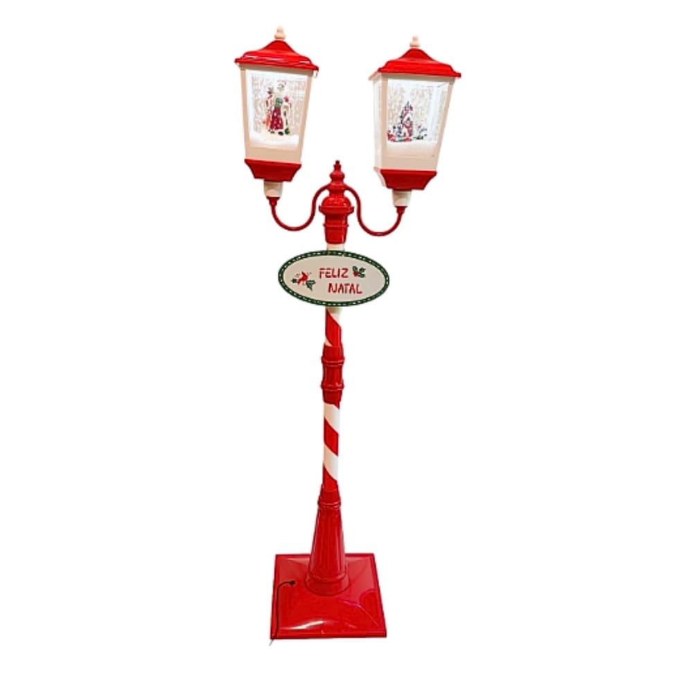 Poste De Natal Duplo Animado Cenario C/Som E Neve 1,79m