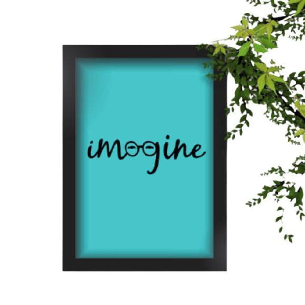 Quadro Decorativo Beatles Imagine Óculos Fundo Azul A4