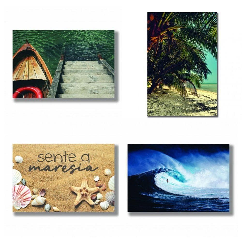 Kit 4 Placas Decorativas 20 X 30 Cm - Coleção Mar 5