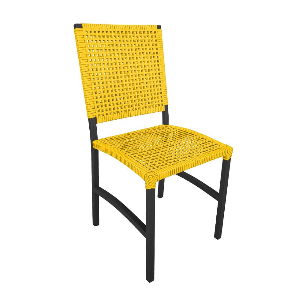 Cadeira Deck Alumínio Junco Sintético Amarelo Unicolor
