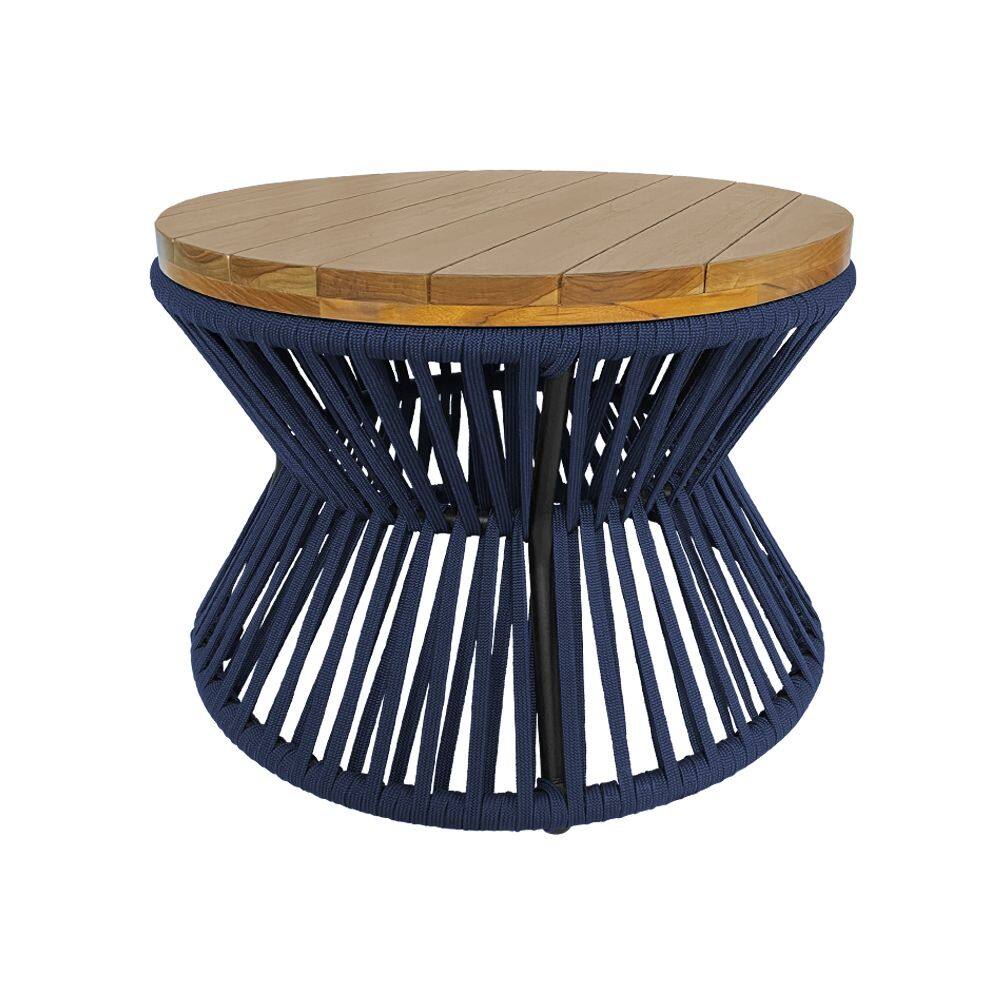 Mesa de Centro Ampulheta Corda Náutica Azul Marinho