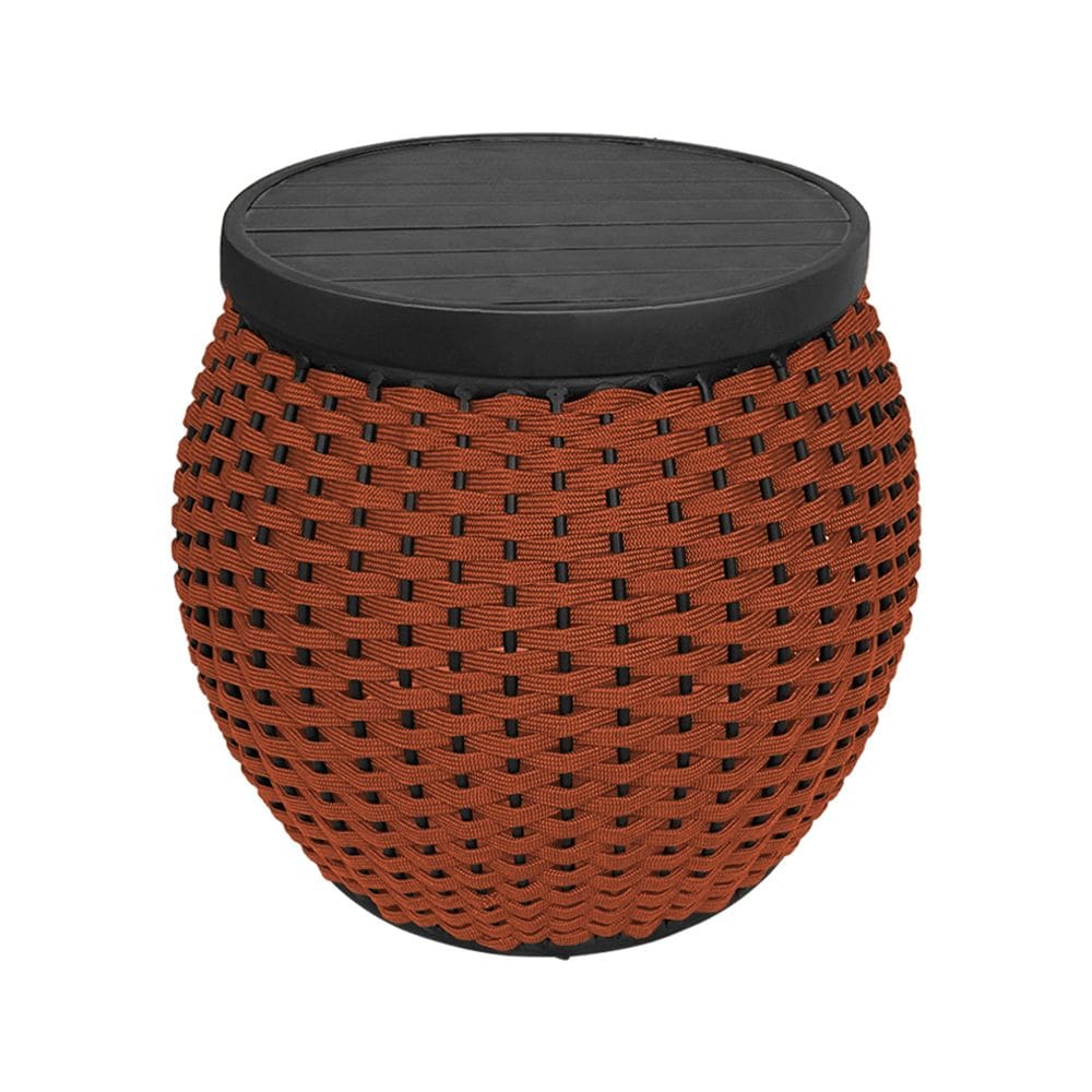 Puff Barril Tampo Aluminio Corda Náutica Terracota