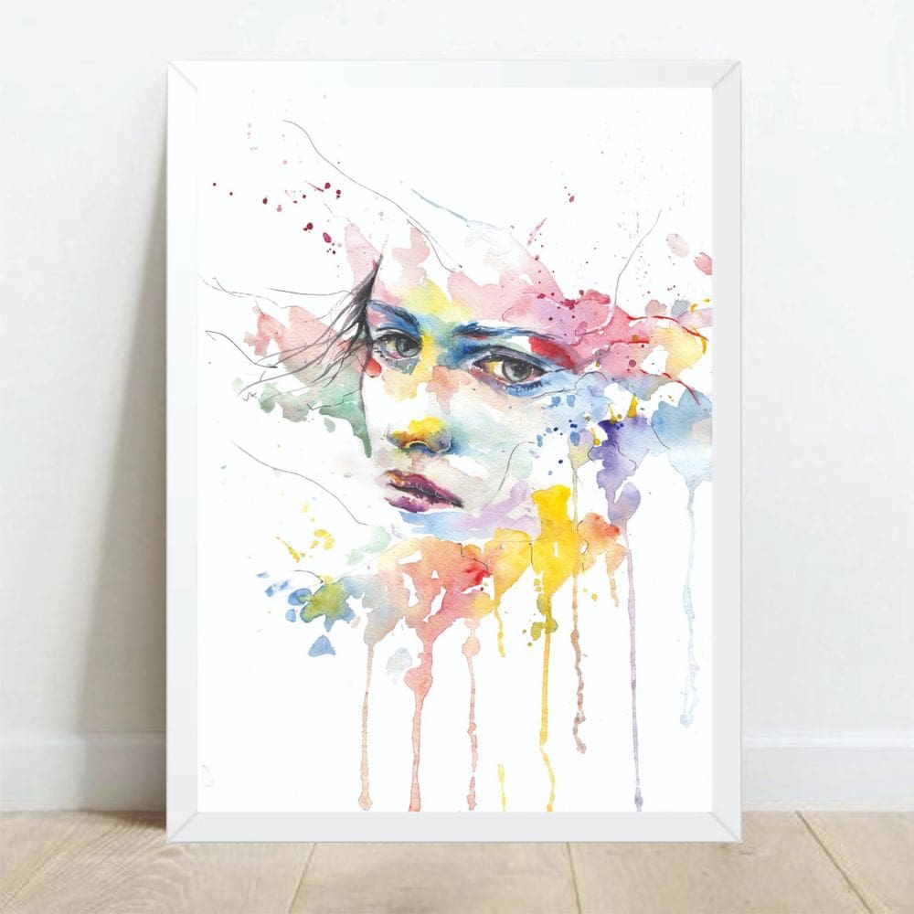 Quadro Decorativo Mulher - Moldura Branca E Vidro A4
