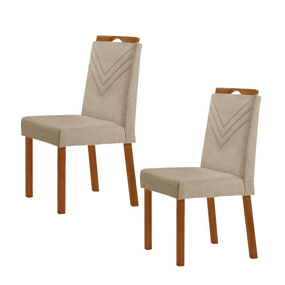 Kit 2 Cadeiras Maia Com Puxador Móveis Minas Cor Linho Bege