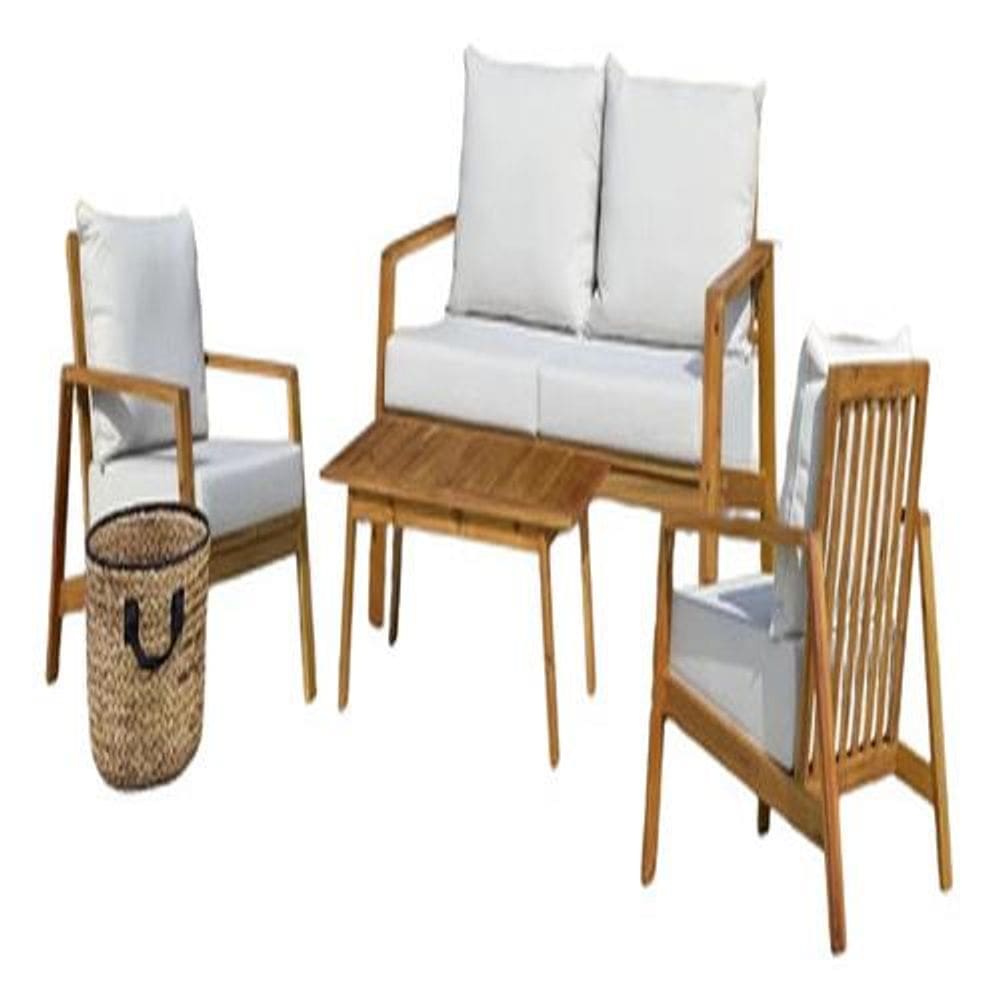 Conjunto Jardim Varanda 4 Peças Madeira Almofadas - Riviera