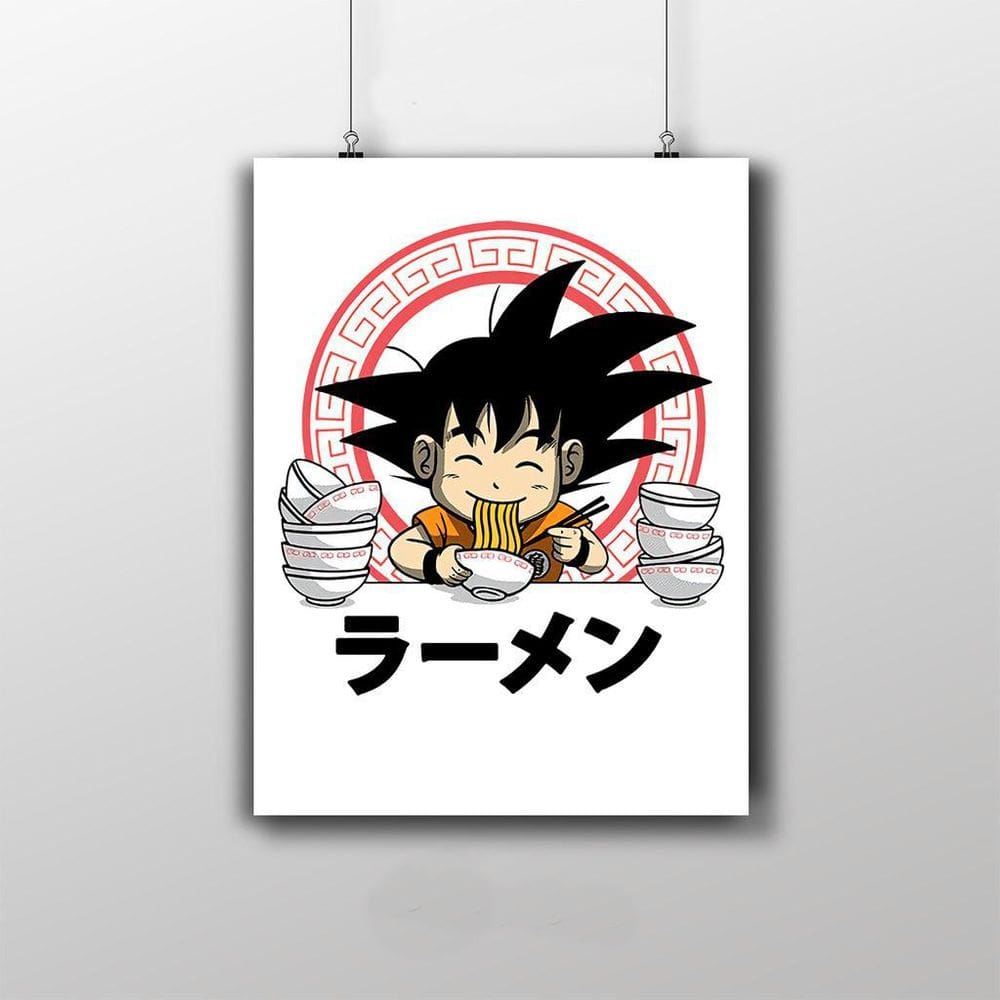 Placa Decorativa Goku Comendo Lamen