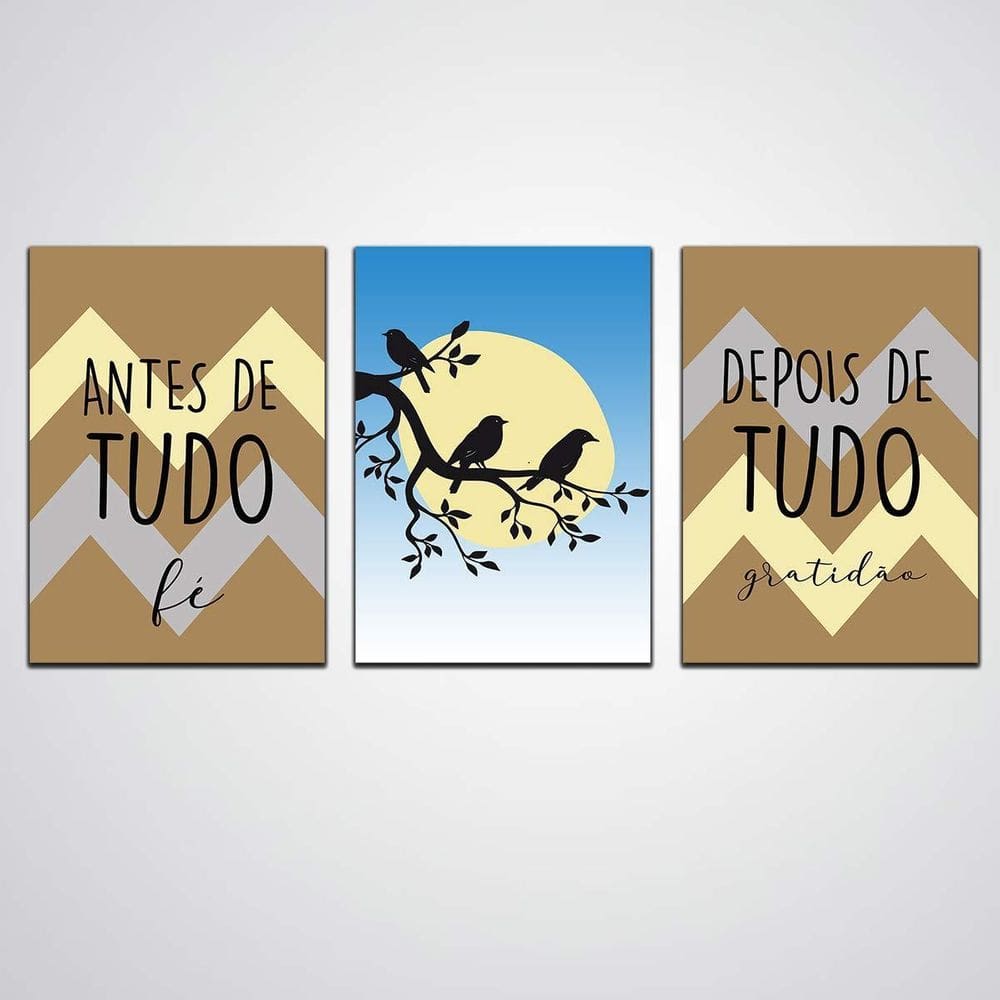 Kit Quadros Antes De Tudo Fé, Depois De Tudo Gratidão